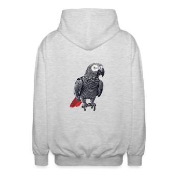 Graupapageien Graupapagei - Unisex Kapuzenjacke - Hellgrau meliert - Hinten - AI Model Male 185 light (185cm)
