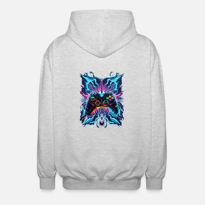 Neon Blitz Power Gaming Controller - Unisex Hooded Jacket - light heather grey