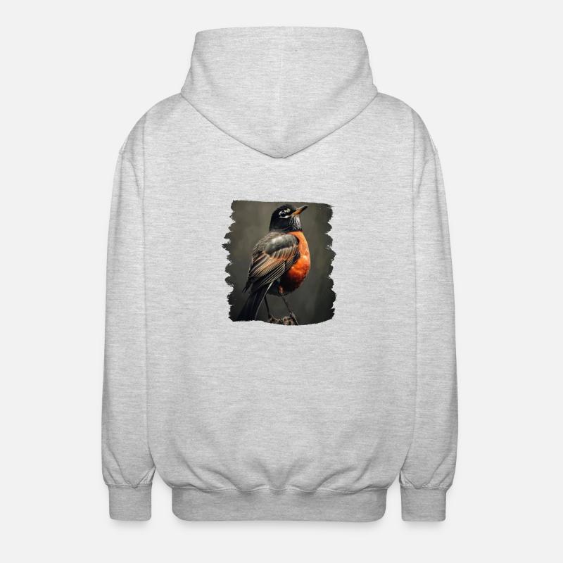 Robin Rotkehlchen - Unisex Kapuzenjacke - Hellgrau meliert