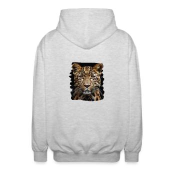 Leoparden Leopard - Unisex Hooded Jacket - light heather grey - Back - AI Model Male 185 light (185cm)