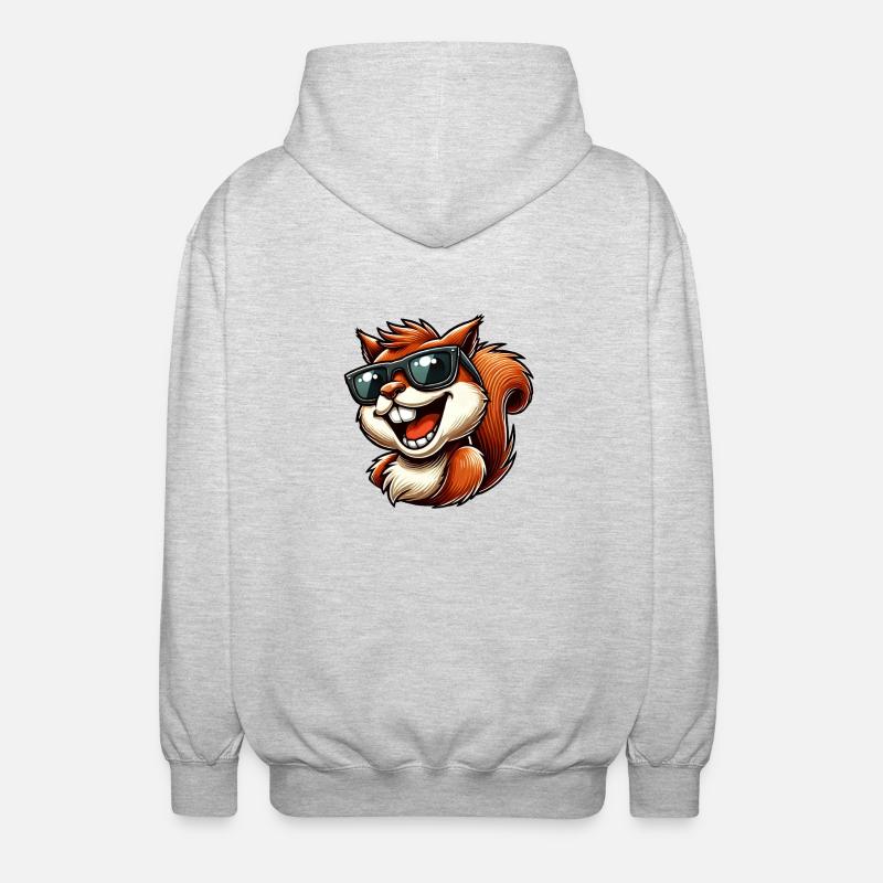 Cool squirrel with sunglasses laughing - Unisex Hooded Jacket - light heather grey