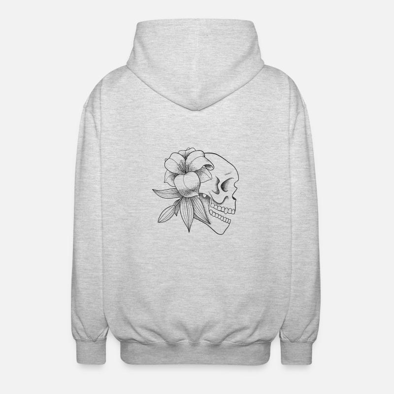 Schädel Schwarz - Unisex Kapuzenjacke - Hellgrau meliert