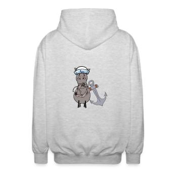 maritim Seepferd Pferd Matrose Seemann Moin Kind - Unisex Kapuzenjacke - Hellgrau meliert - Hinten - AI Model Male 185 light (185cm)