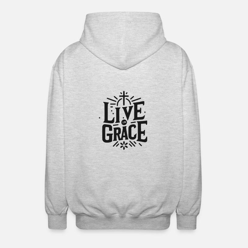 Vivre dans la grâce - Veste à capuche unisexe - gris clair chiné