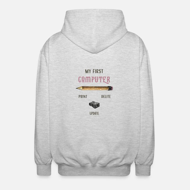 my first computer old school - Unisex Hooded Jacket - light heather grey