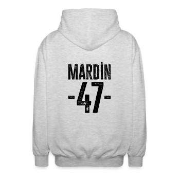 Mardin 47 – Vielfalt aus Türkiye - Unisex Kapuzenjacke - Hellgrau meliert - Hinten - AI Model Male 185 light (185cm)