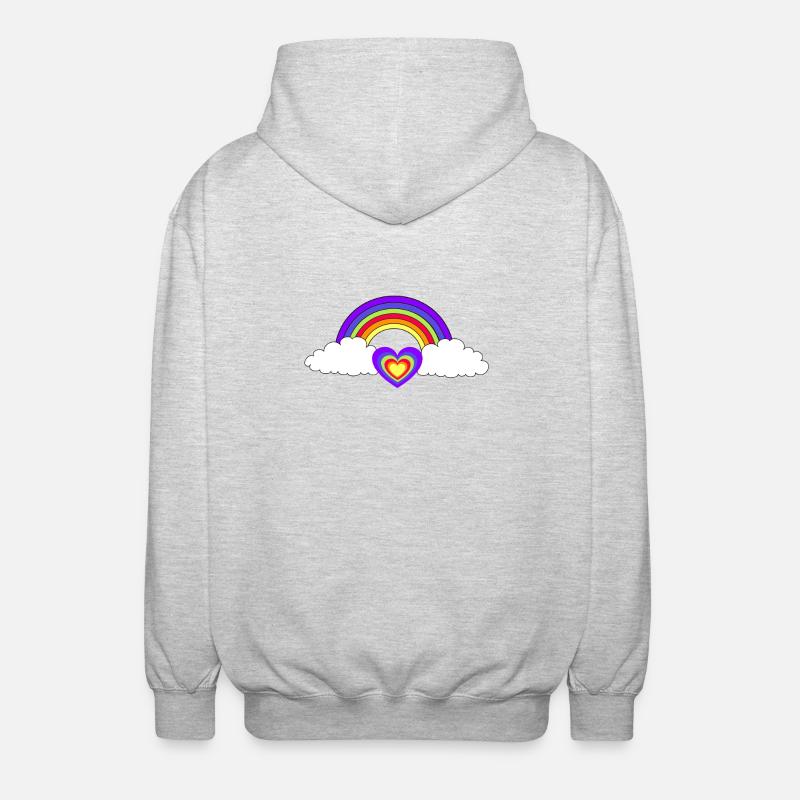 Regenbogen Herz Herzen Liebe Valentin - Unisex Kapuzenjacke - Hellgrau meliert