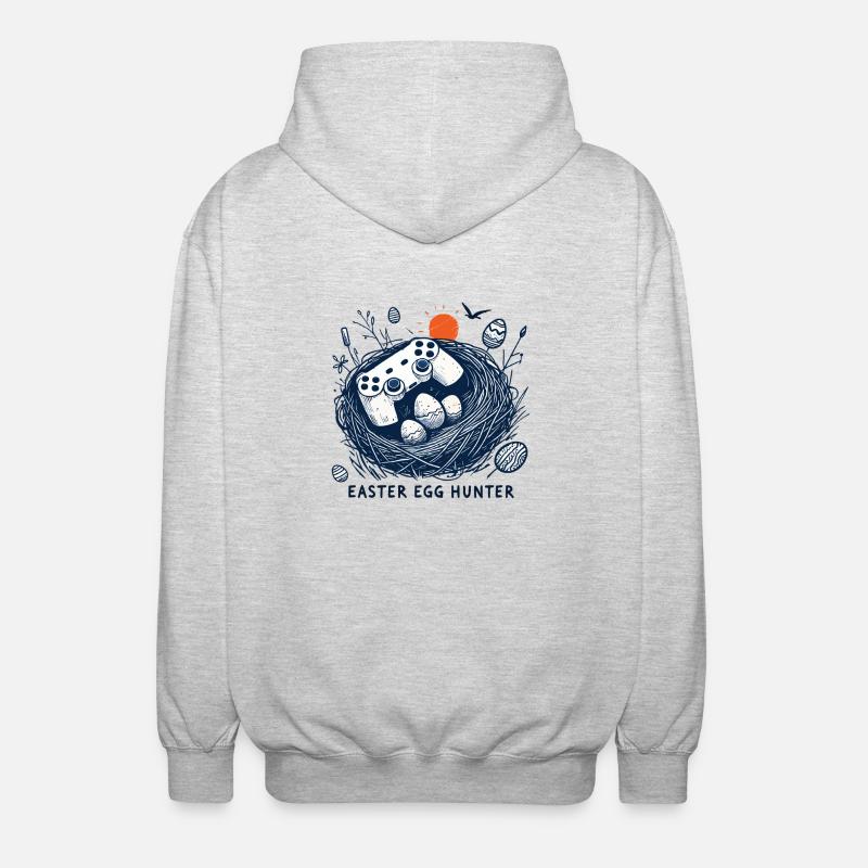 Gaming Osterei Jäger Controller Spaß - Unisex Kapuzenjacke - Hellgrau meliert