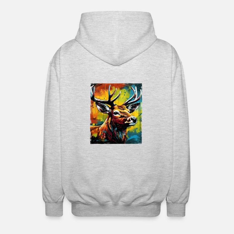 Portrait de cerf - Veste à capuche unisexe - gris clair chiné