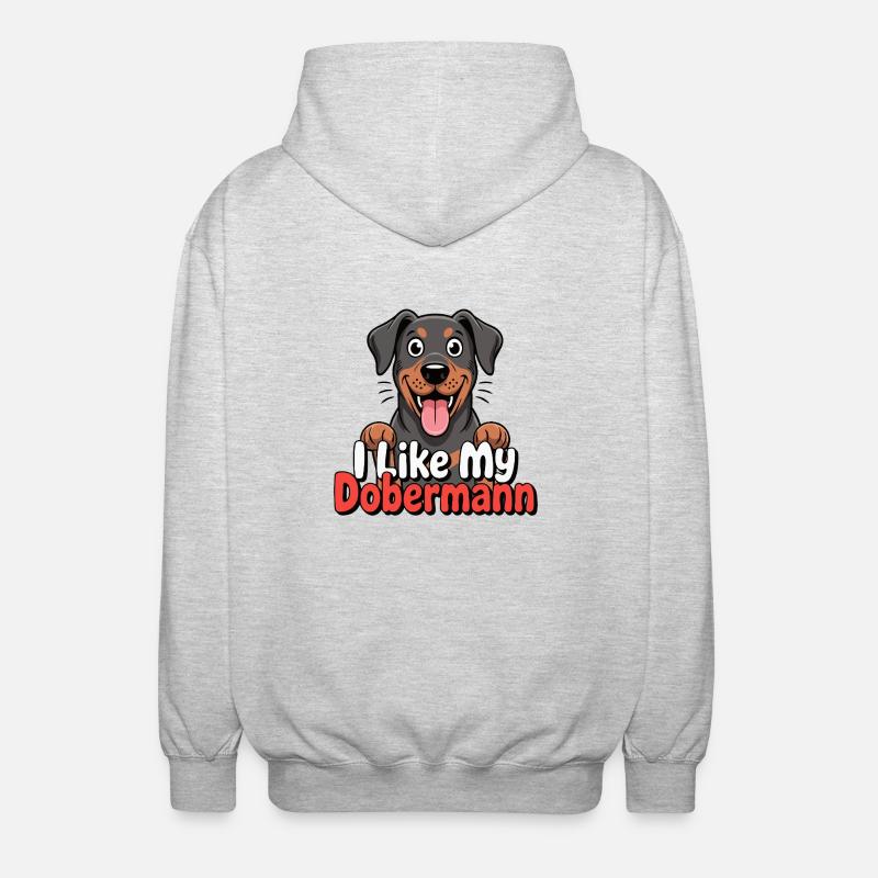 J’aime mon chien Doberman Love - Veste à capuche unisexe - gris clair chiné