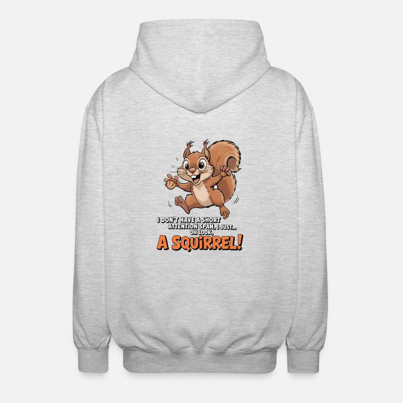 ADHS? Oh schau, ein Eichhörnchen! - Unisex Kapuzenjacke - Hellgrau meliert