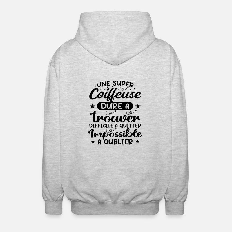 Une Super Coiffeuse - Cadeau coiffeuse - Veste à capuche unisexe - gris clair chiné