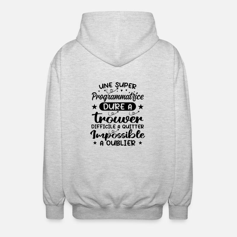 Une Super Programmatrice - Cadeau programmatrice - Veste à capuche unisexe - gris clair chiné