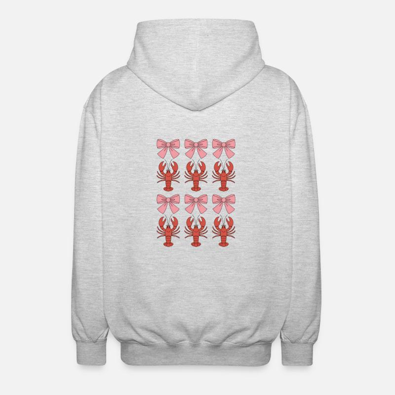 Coquette Lobster Bows Pattern - Unisex Hooded Jacket - light heather grey