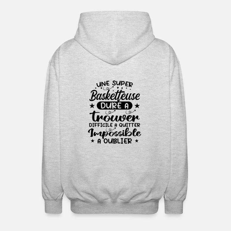 Une Super Basketteuse - Cadeau basketteuse - Veste à capuche unisexe - gris clair chiné