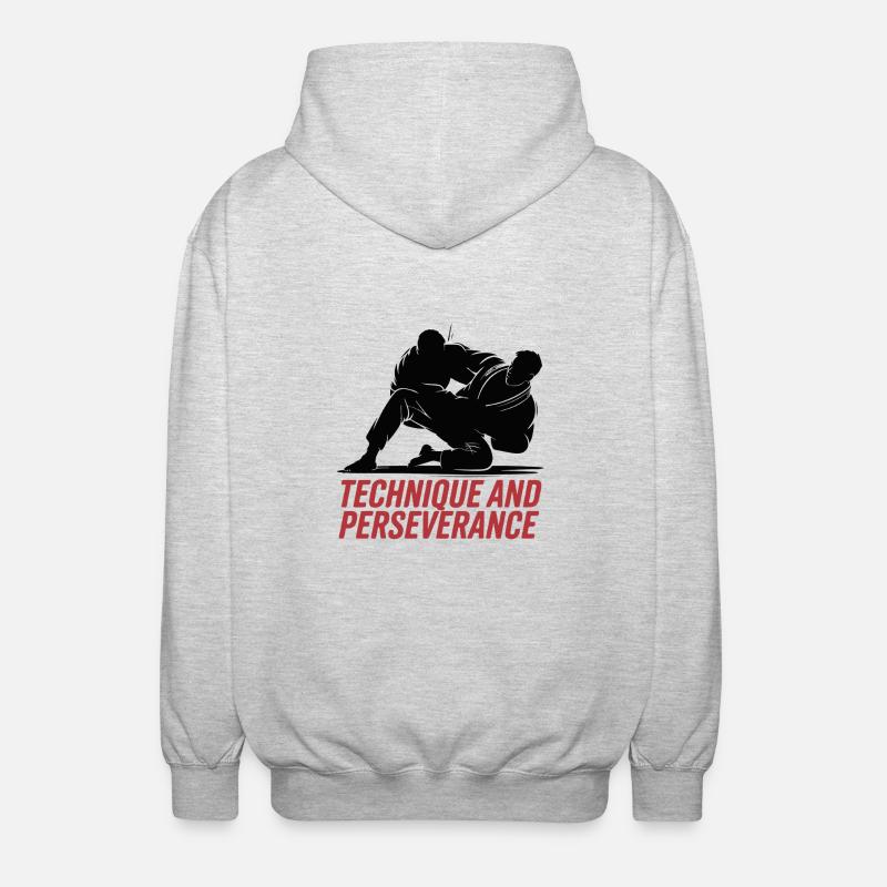 TECHNIQUE AND PERSEVERANCE - Unisex Hooded Jacket - light heather grey