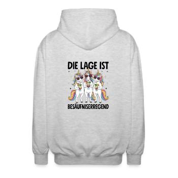 La situation est l’ivresse - Veste à capuche unisexe - gris clair chiné - Dos - AI Model Male 185 light (185cm)