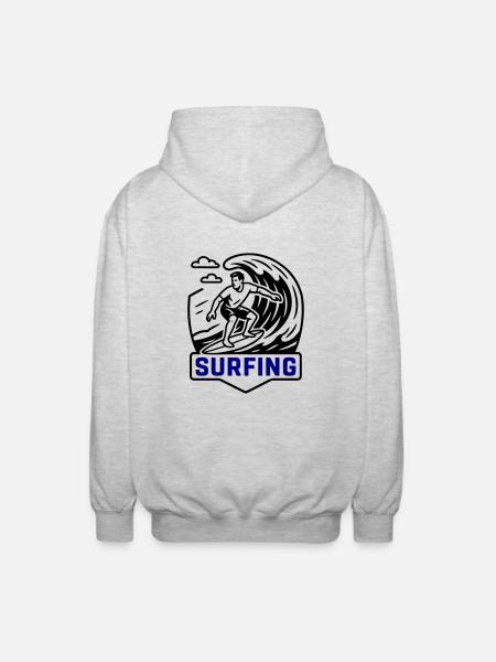 Surfing Symbol Surfer - Unisex Hooded Jacket - light heather grey
