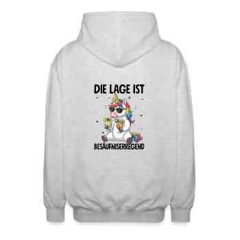 La situation est l’ivresse - Veste à capuche unisexe - gris clair chiné - Dos - AI Model Male 185 light (185cm)