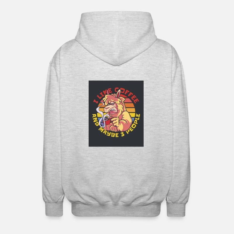 16992 GrumpyAlpacaTshirt PR - Veste à capuche unisexe - gris clair chiné