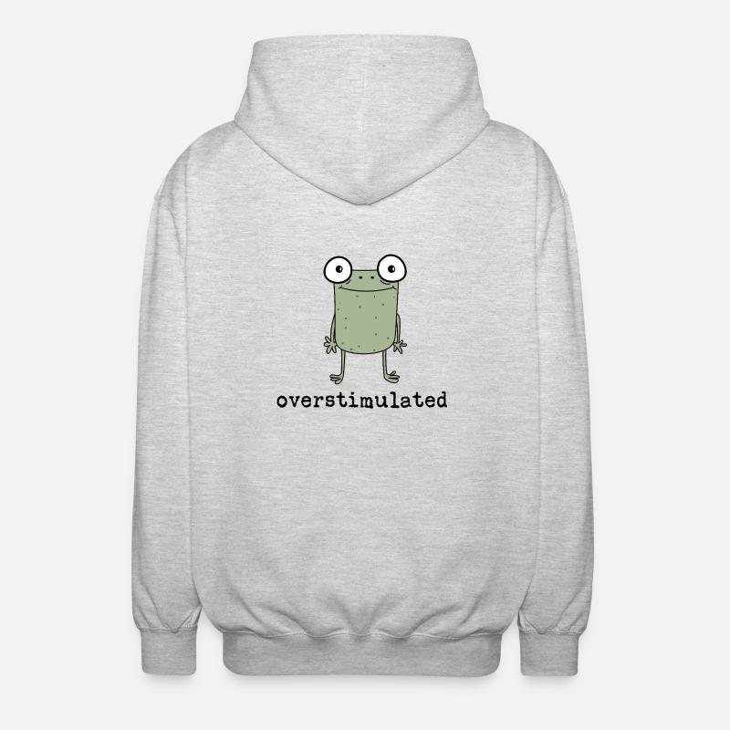 Overstimulated Frog - Geschenkidee - Geschenk - Unisex Kapuzenjacke - Hellgrau meliert