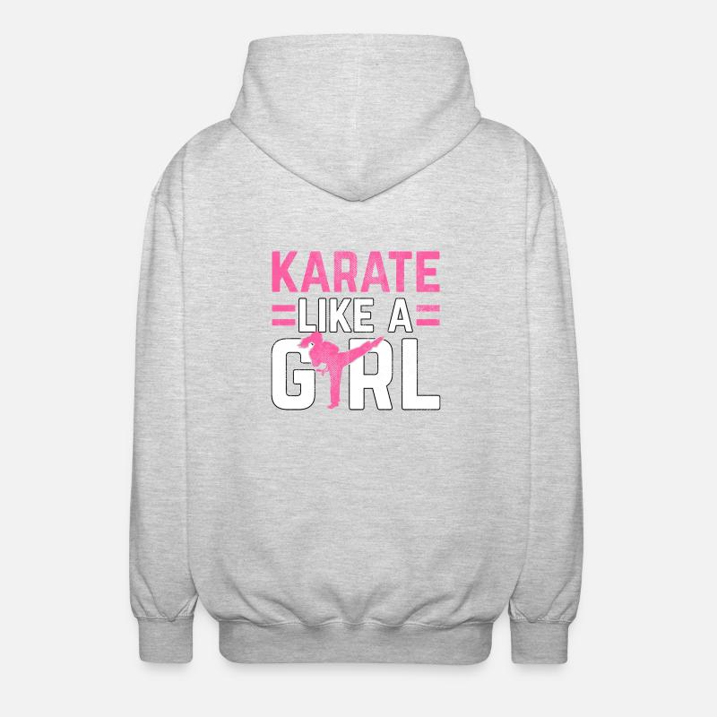Karate wie ein Mädchen - Unisex Kapuzenjacke - Hellgrau meliert