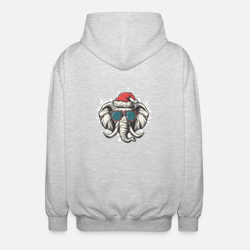 Éléphant Noël Drôle - Veste à capuche unisexe - gris clair chiné