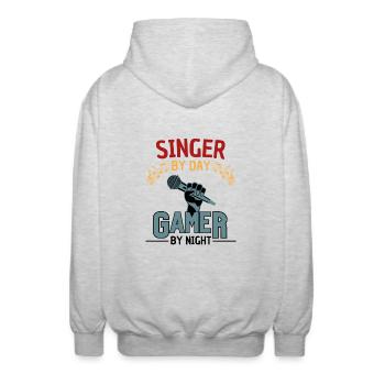 lustiger Sänger Gamer Spruch - Unisex Kapuzenjacke - Hellgrau meliert - Hinten - AI Model Male 185 light (185cm)