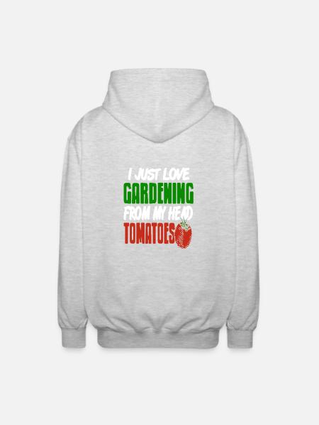 I Love Gardening From My Head Tomatoes Pun Lover - Unisex Hooded Jacket - light heather grey