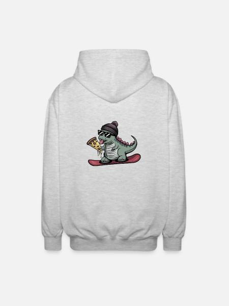 Dino Trex Dinosaur Snowboard Snowboarder - Unisex Hooded Jacket - light heather grey