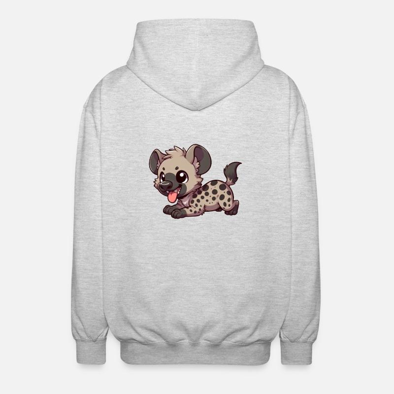 Süße Hyäne Comic Cartoon Design - Unisex Kapuzenjacke - Hellgrau meliert