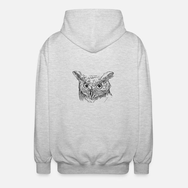Chouette - chouette blanche - oiseau - Veste à capuche unisexe - gris clair chiné