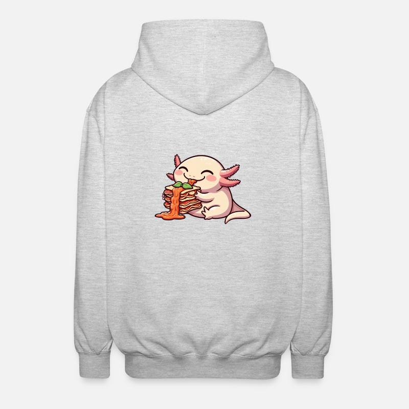 Axolotl Eats Lasagna Comic - Unisex Hooded Jacket - light heather grey
