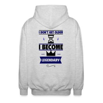 Originelles Geburtstagsgeschenk,legendär - Unisex Kapuzenjacke - Hellgrau meliert - Hinten - AI Model Male 185 light (185cm)