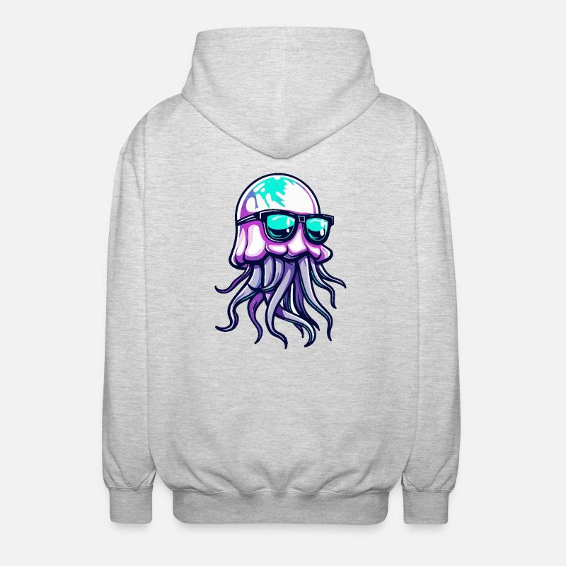 Qualle Cool Comic - Unisex Kapuzenjacke - Hellgrau meliert