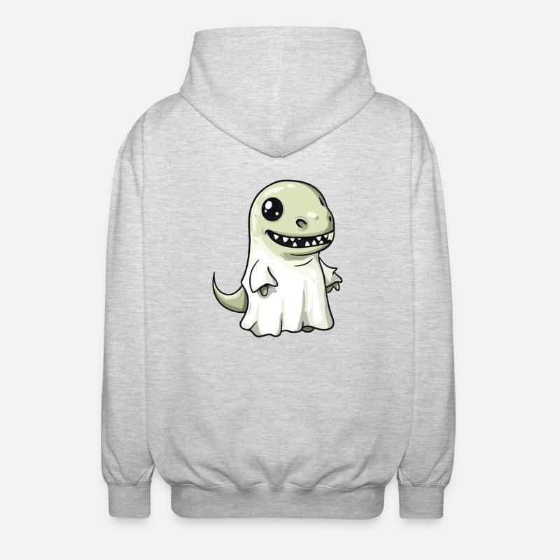Dinosaur T-Rex Halloween Ghost - Unisex Hooded Jacket - light heather grey