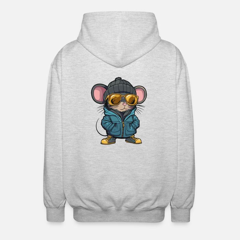 Maus Winter Comic - Unisex Kapuzenjacke - Hellgrau meliert