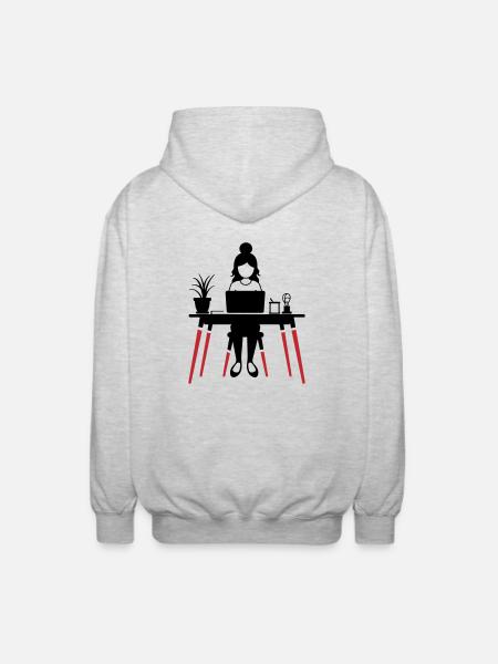 Learning Woman Computer Job - Unisex Hooded Jacket - light heather grey