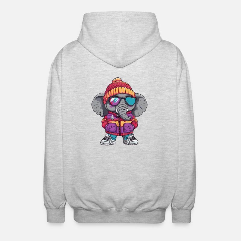 Elephant Cool Bande dessinée - Veste à capuche unisexe - gris clair chiné