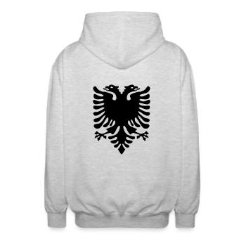 Albanian Eagle - Unisex Hooded Jacket - light heather grey - Back - AI Model Male 185 light (185cm)