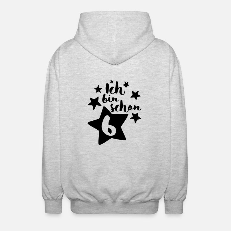 Ich bin schon Sechs! - Unisex Kapuzenjacke - Hellgrau meliert