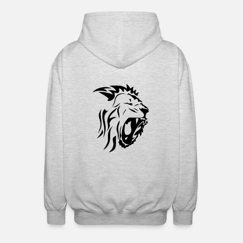 tribal lion gueule rugit3 - Veste à capuche unisexe - gris clair chiné