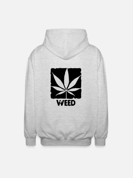 weed with boxed leaf - Unisex Hooded Jacket - light heather grey