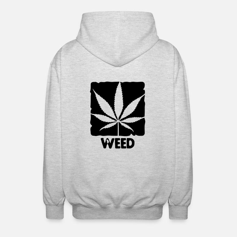 weed with boxed leaf - Unisex Hooded Jacket - light heather grey