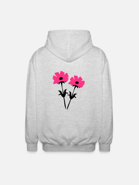cosmos_flowers - Unisex Hooded Jacket - light heather grey
