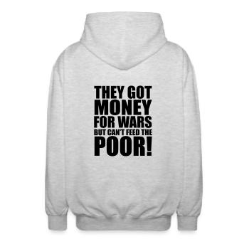 Can't Feed The Poor - Unisex Kapuzenjacke - Hellgrau meliert - Hinten - AI Model Male 185 light (185cm)