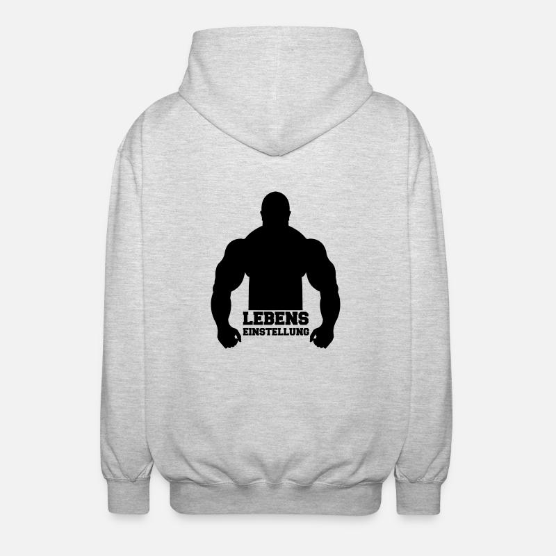 lebens_einstellung - Unisex Kapuzenjacke - Hellgrau meliert