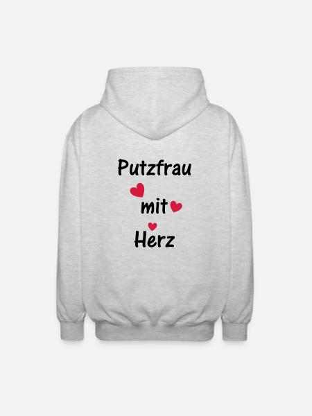 Putzfrau mit Herz - Unisex Kapuzenjacke - Hellgrau meliert