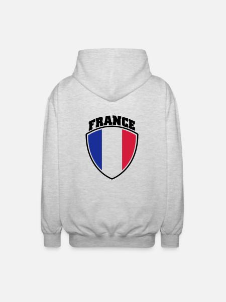 Frankreich - Unisex Kapuzenjacke - Hellgrau meliert