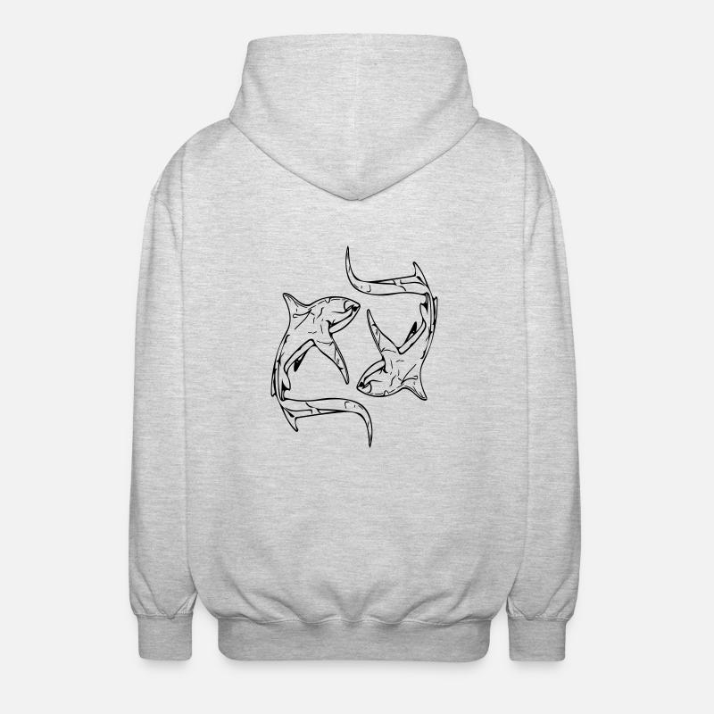 Requins renards élégants en cercle - Veste à capuche unisexe - gris clair chiné